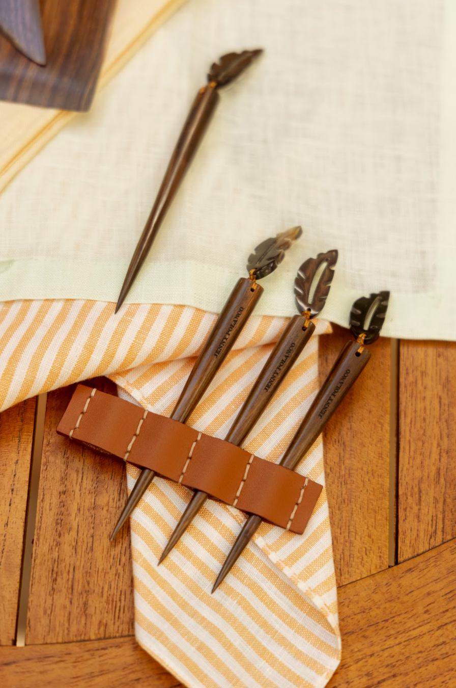 Set de 4 Pinchitos Hoja de Plátano