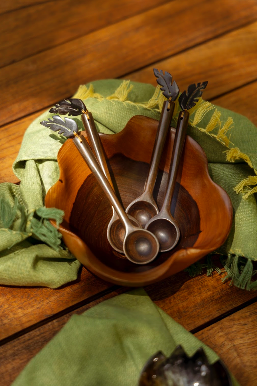 Set of 4 Banana Leaf Coffee Spoons
