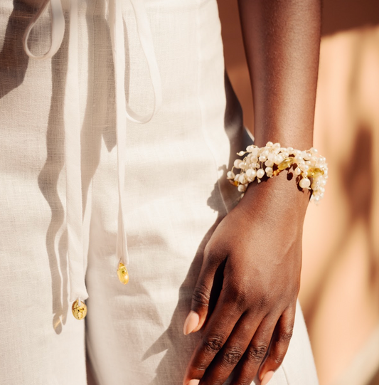 Pulsera Perlas y Gotas de Ámbar