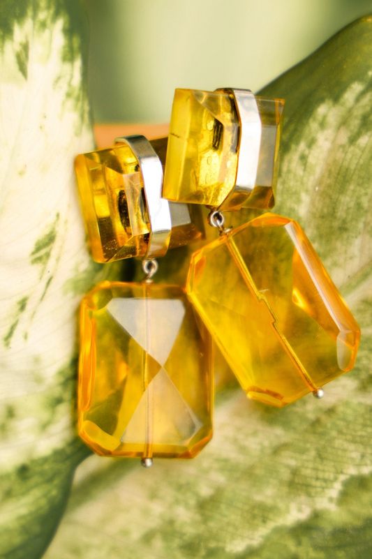 Aretes Ámbar Rectangular