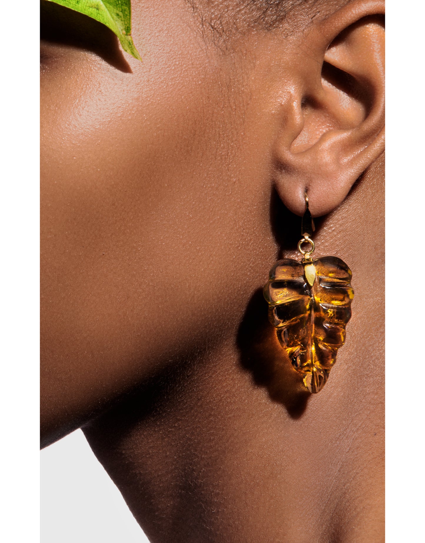 Amber Leaf Earring