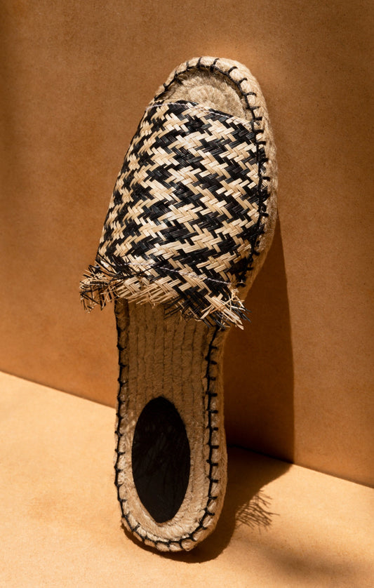 Espadrilles in Natural & Black Raffia