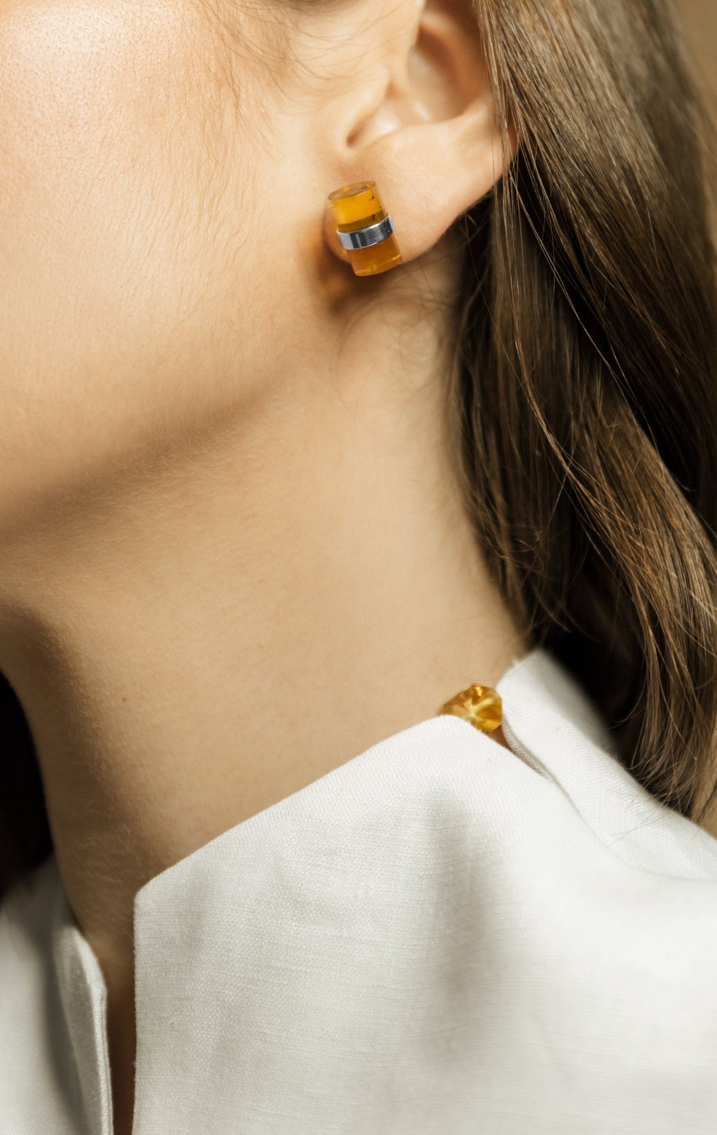 Aretes Ámbar Tubular