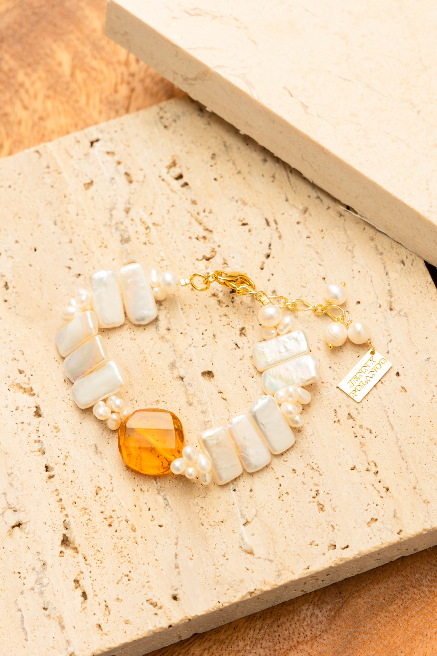 Pearl & Amber Bracelet