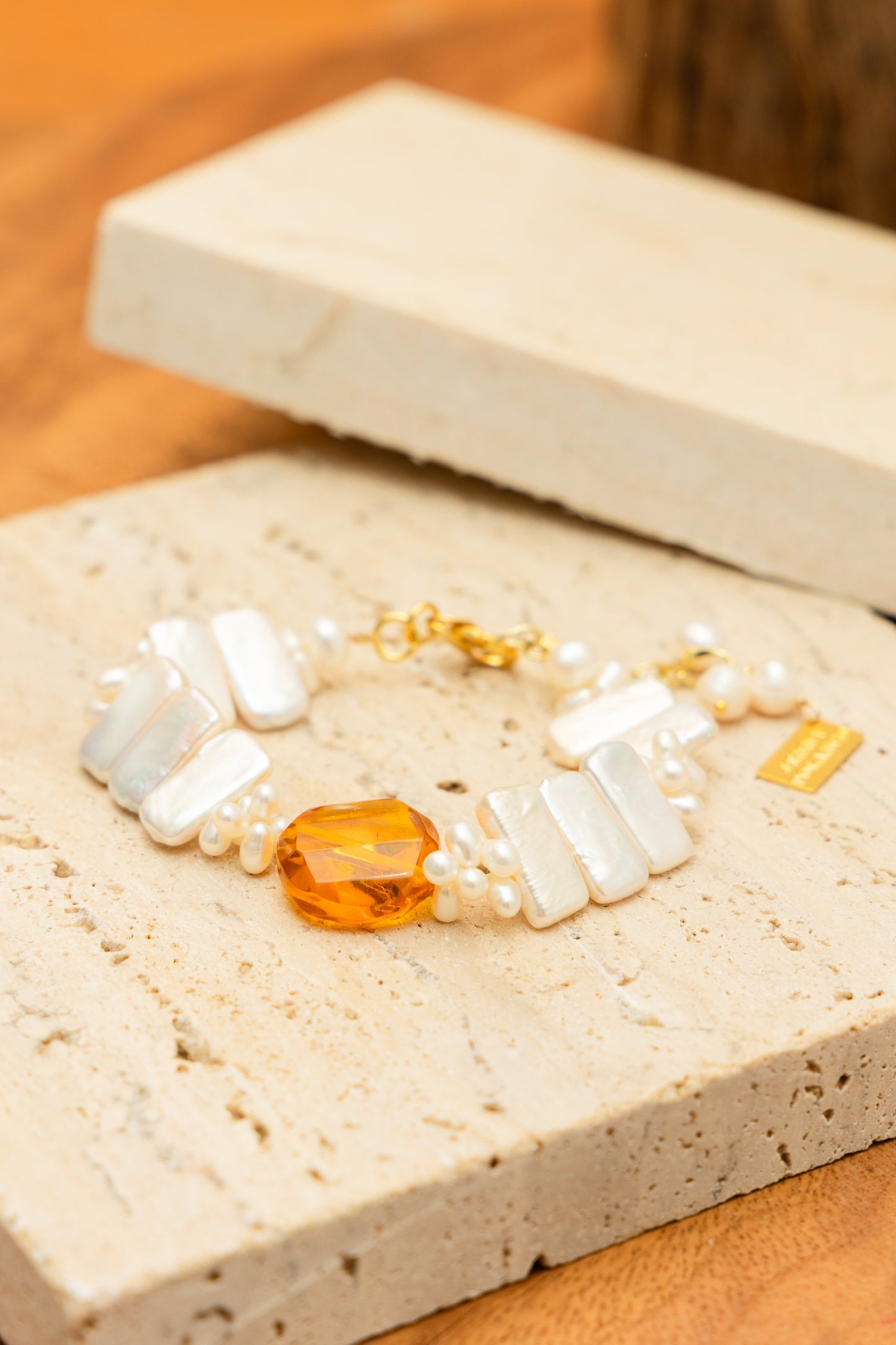 Pearl & Amber Bracelet