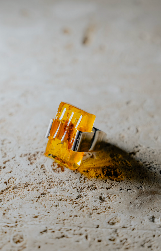 Faceted Amber Ring