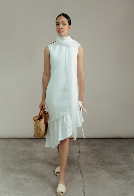 Asymmetric linen dress