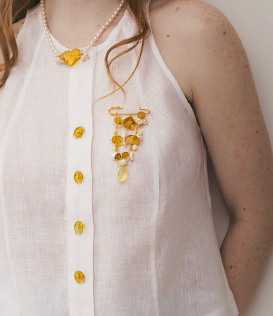 Chambra con cadena de Àmbar y Perlas