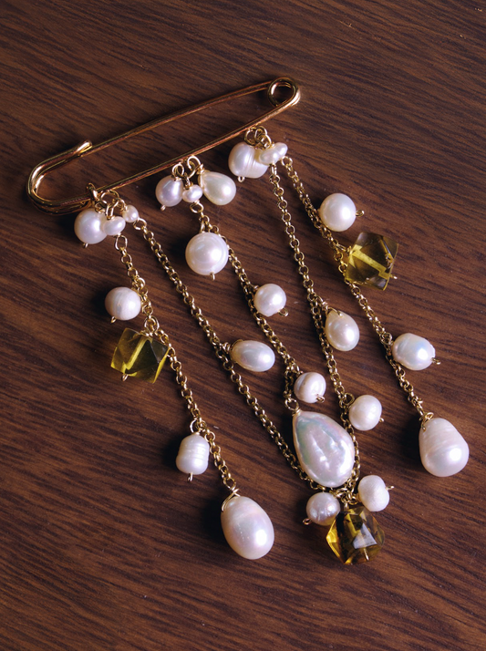 Chambra con cadena de Perlas y Ámbar