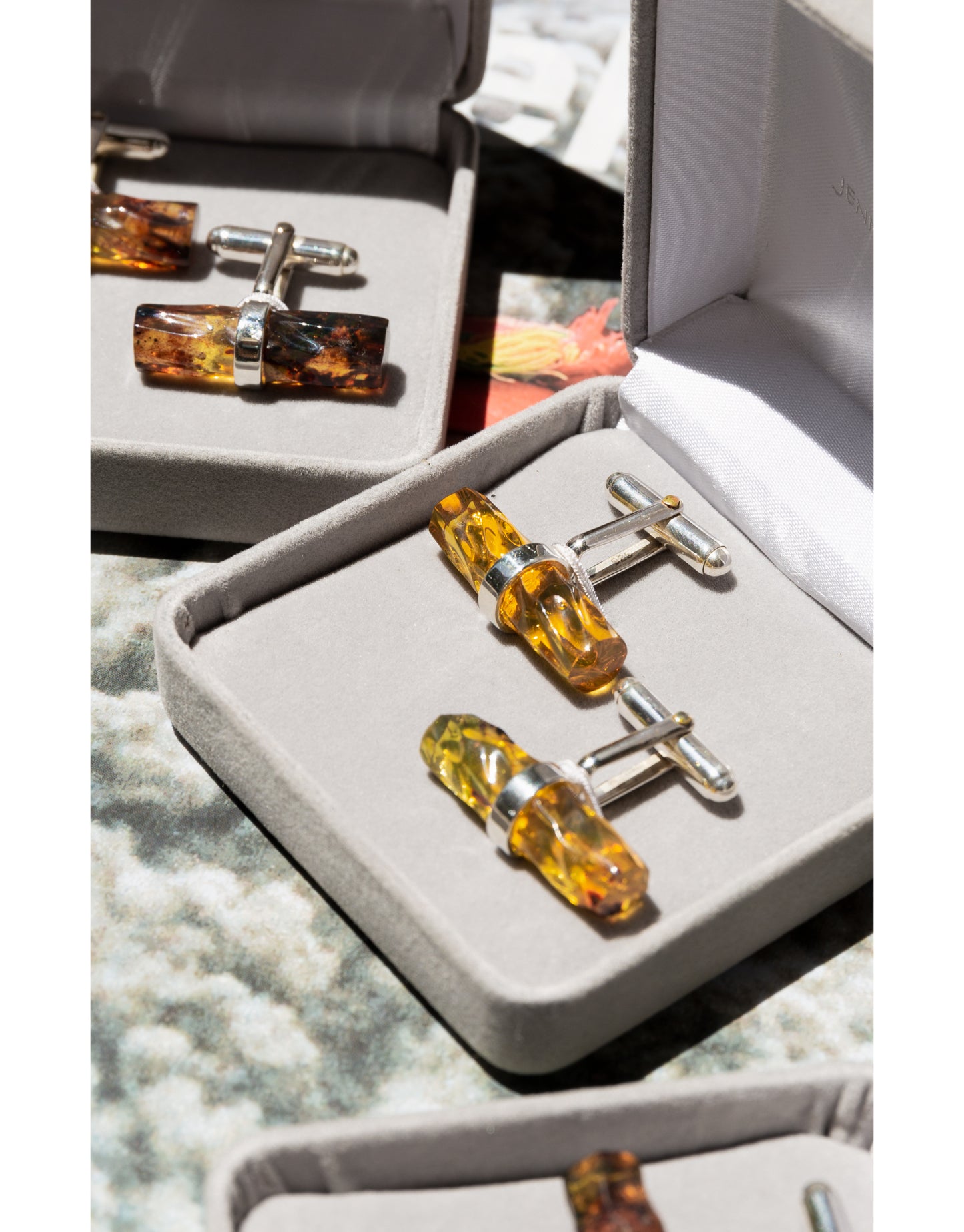 Cufflinks in Amber