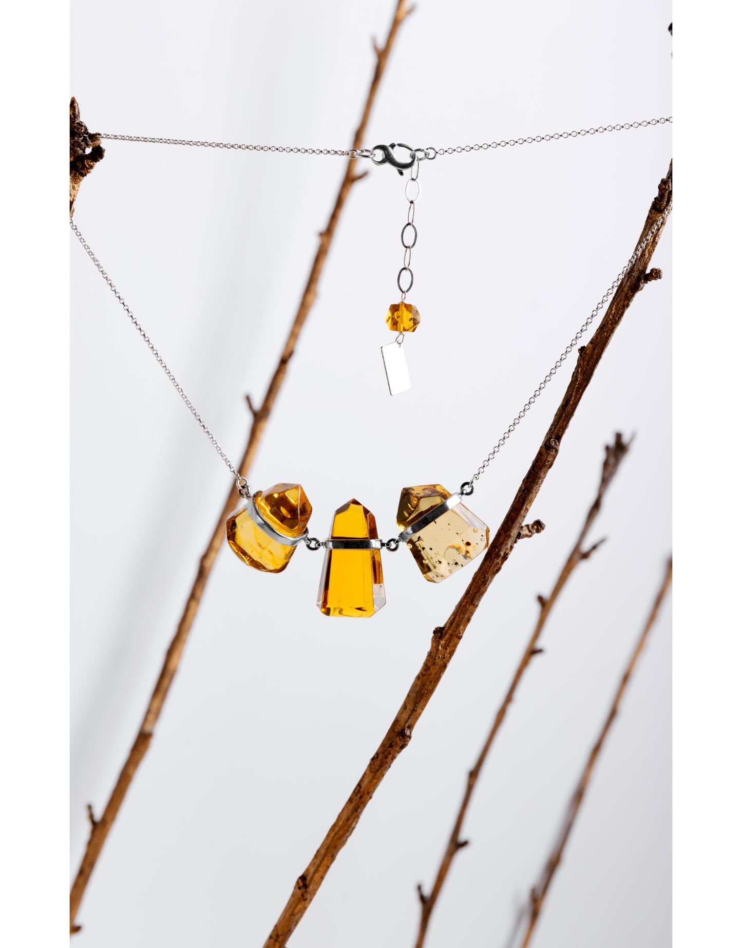 Amber and Silver Necklace